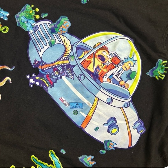 HTF! Freeze Max RICK and MORTY SPACESHIP T-shirt Black Cartoon Network 36" Chest - Picture 6 of 9